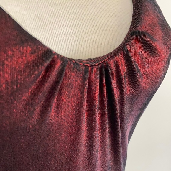 Vintage 90’s stretch burgundy Gown with metallic sheen Size 10 - Picture 5 of 13